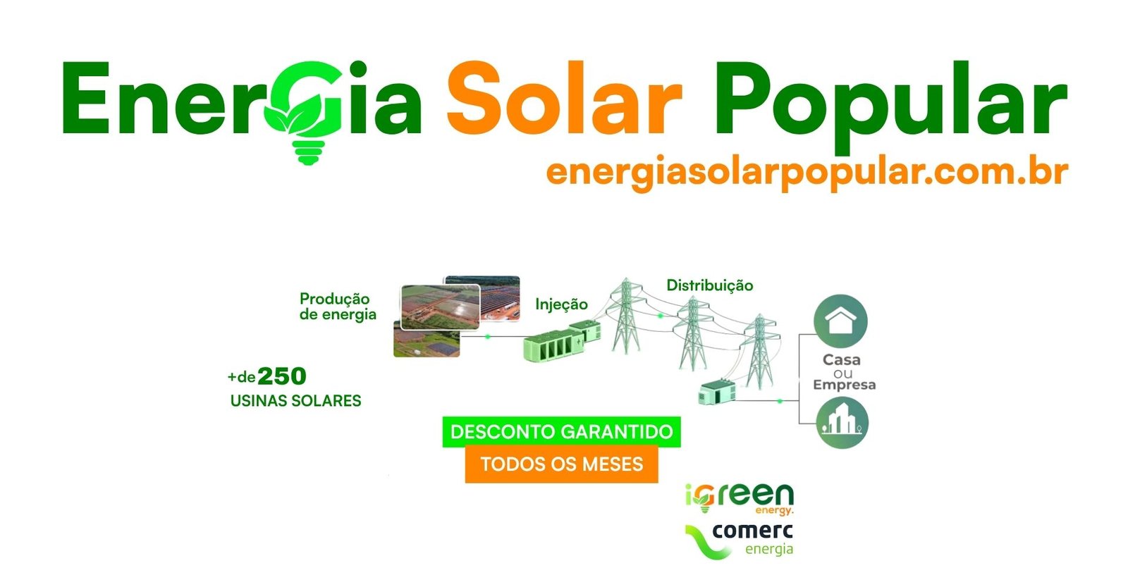 Entenda como funciona a Energia Solar Popular e cadastre-se para receber descontos de 10 a 30% todos os meses com possibilidade de zerar totalmente a conta com os cashbacks por indicação.